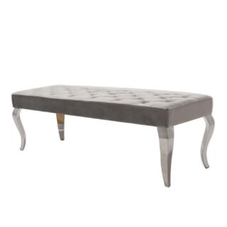 Baroque Tufted Bench - Light Grey