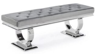 Tufted Velvet Bench - Dark Grey