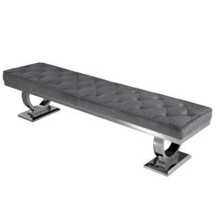 Extra Long Tufted Bench - Dark Grey