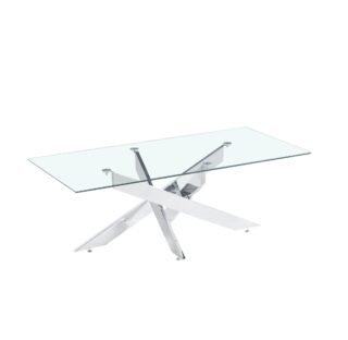 Modern Glass Dining Table - Chrome Star Base