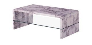 White Marble Effect Coffee Table Bench
