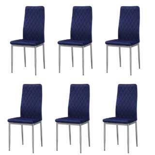Quilted Dining Chairs - Navy Blue (Set of 6)