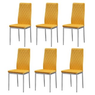 Quilted Dining Chairs - Mustard Gold (Set of 6)