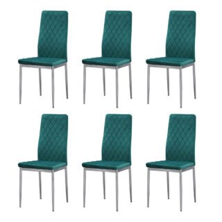 Quilted Dining Chairs - Teal (Set of 6)