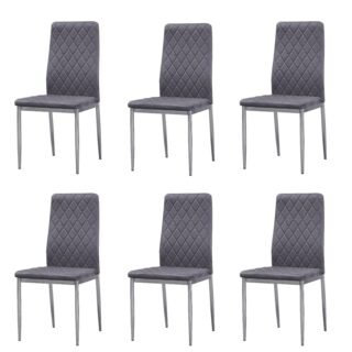 Quilted Dining Chairs - Grey (Set of 6)