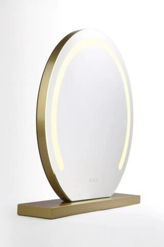 LED Vanity Mirror - Gold Oval Double Light