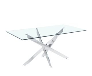 Chrome Star Base Glass Dining Table