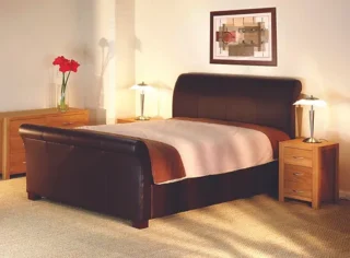 Grace Leather Sleigh Bed