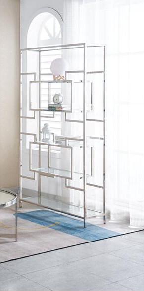 Modern Geometric Chrome Display Shelf