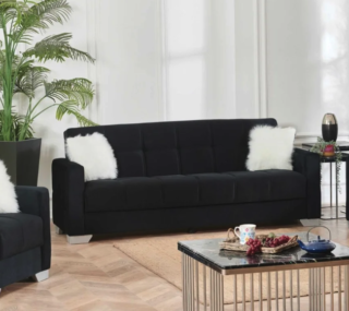 Luxury Black 3 Seater Sofa