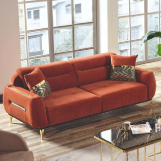 Modern Orange 3 Seater Sofa