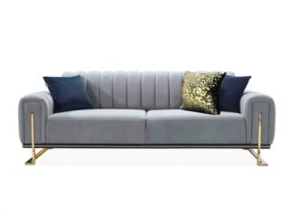 Luxury Grey Sofa with Gold Accents V2