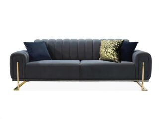 Luxury Grey Sofa with Gold Accents